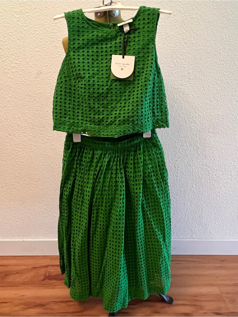 Kate Spade Emerald Green Eyelet Two-Piece Skirt Set
